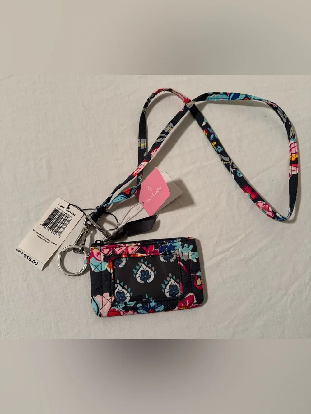 Vera‎ Bradley Multi Floral Quilted Lanyard Cardholder new retired
